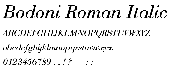 Bodoni Roman Italic font